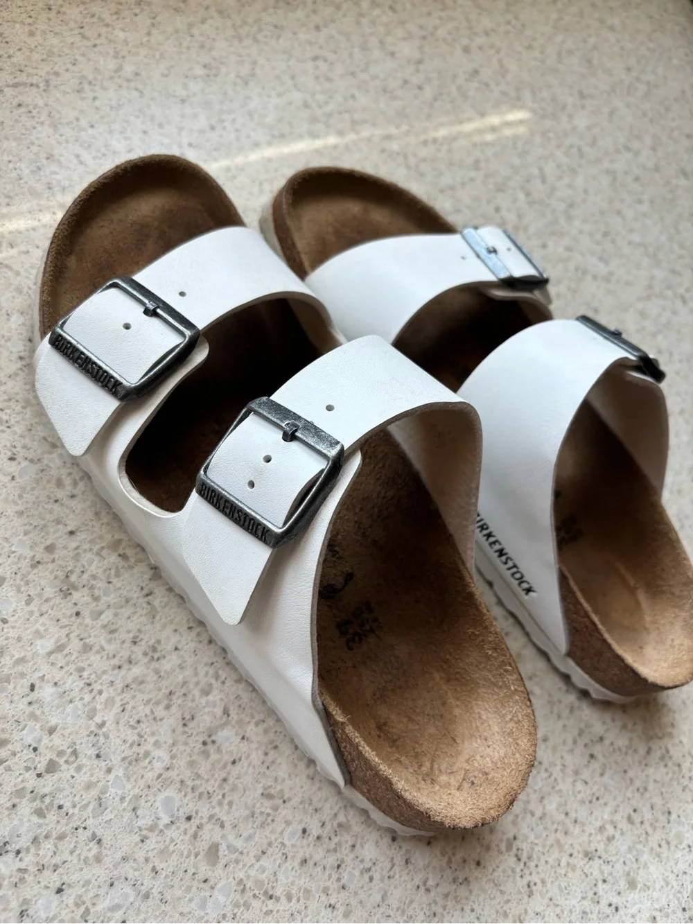 Birkenstock White Double-Buckle Slide Women’s Sandals - Size 8
